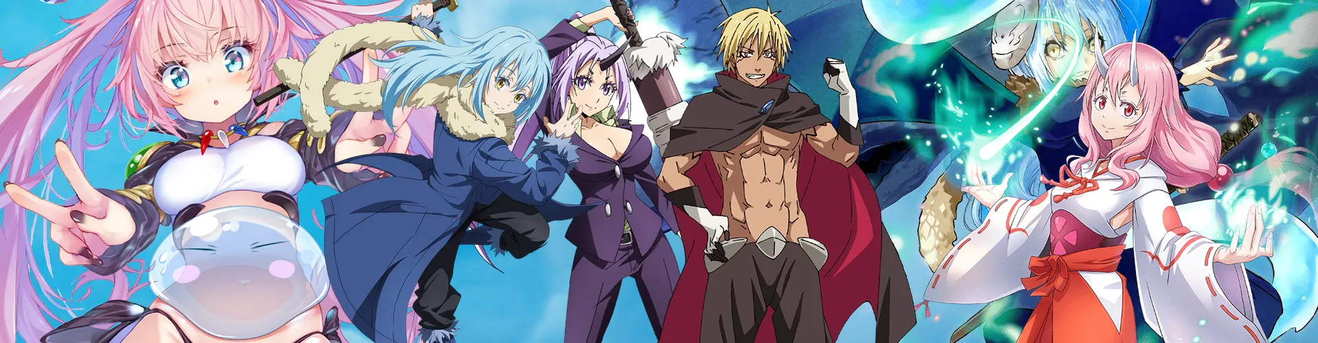Bannière Slime Fan : Milim, Rimuru, Veldora, Shuna et Diablo